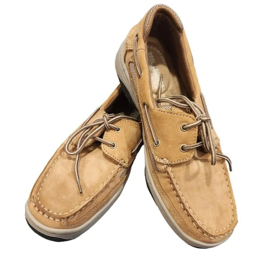 Reel Legends Catamaran II Lace Up Leather Boat Shoes Men's 8.5